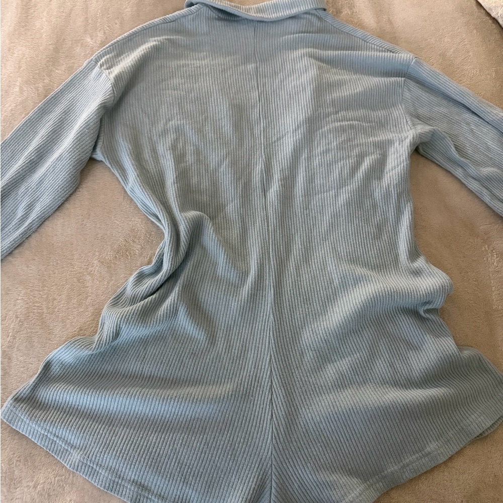 Princess Polly Light Blue Ribbed Romper - Picture 2 of 3